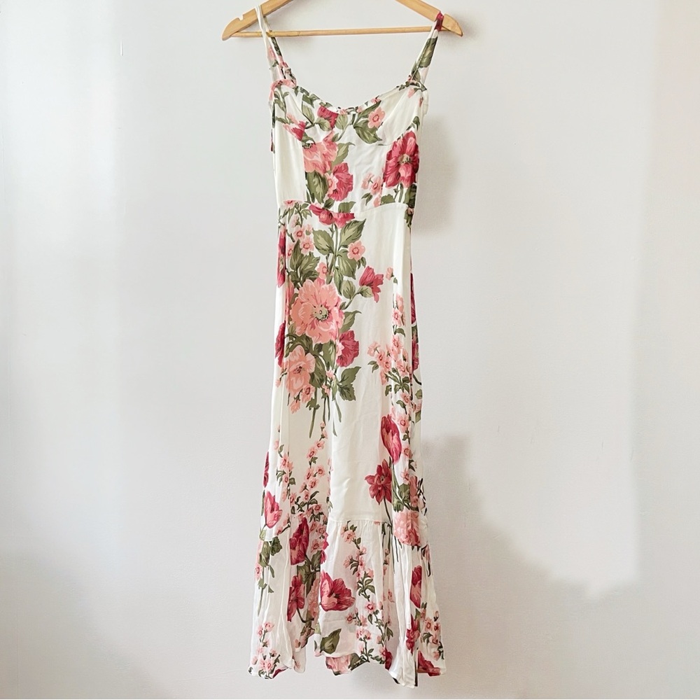 Reformation Nikita Étienne Pink and Green Floral Maxi Dress Size 0